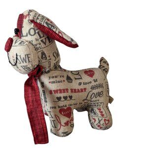Dan Dee Collectors Choice Valentine Dog Plush Burlap & Red Love Stuffed Animal